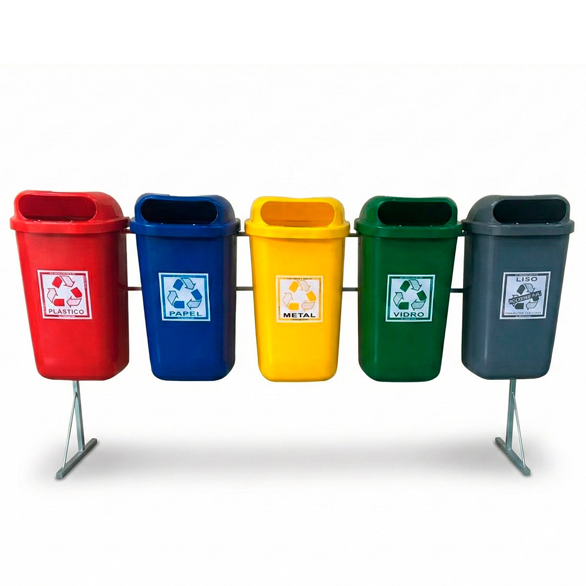 conjunto-coleta-seletiva-5 Conjunto Papeleira c/ Suporte c/ 5 Lixeiras