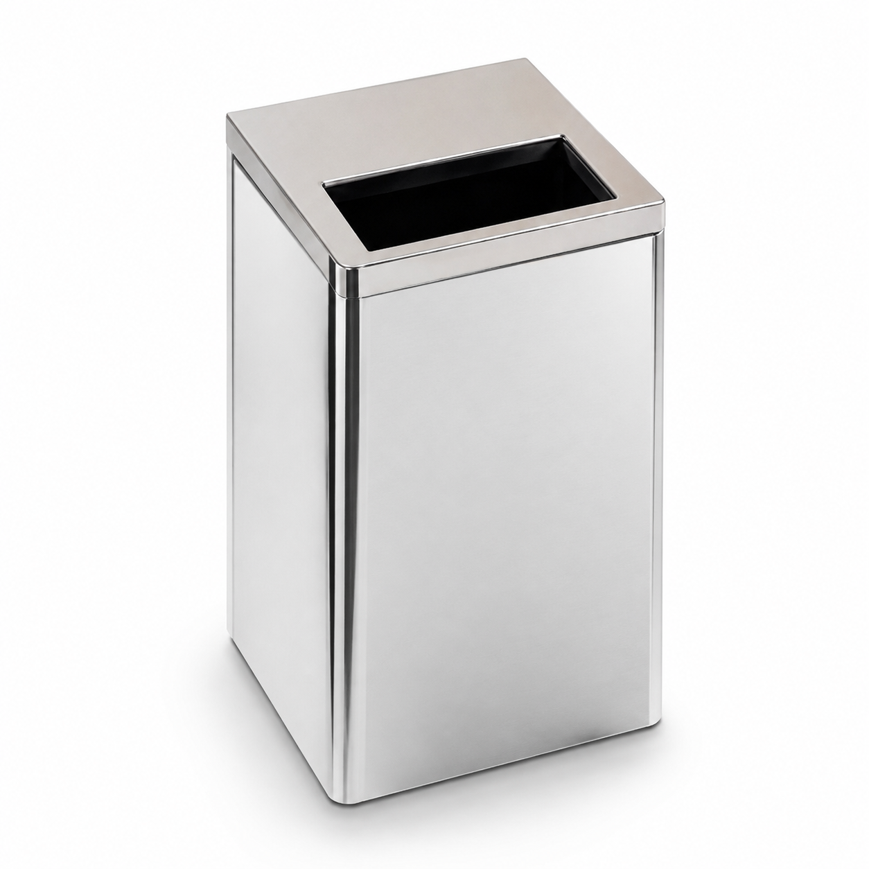 lixeira c/ Tampa Semi Aberta Quadrada em Aço Inox -W188 Lixeira c/ Tampa Semi Aberta Quadrada em Aço Inox