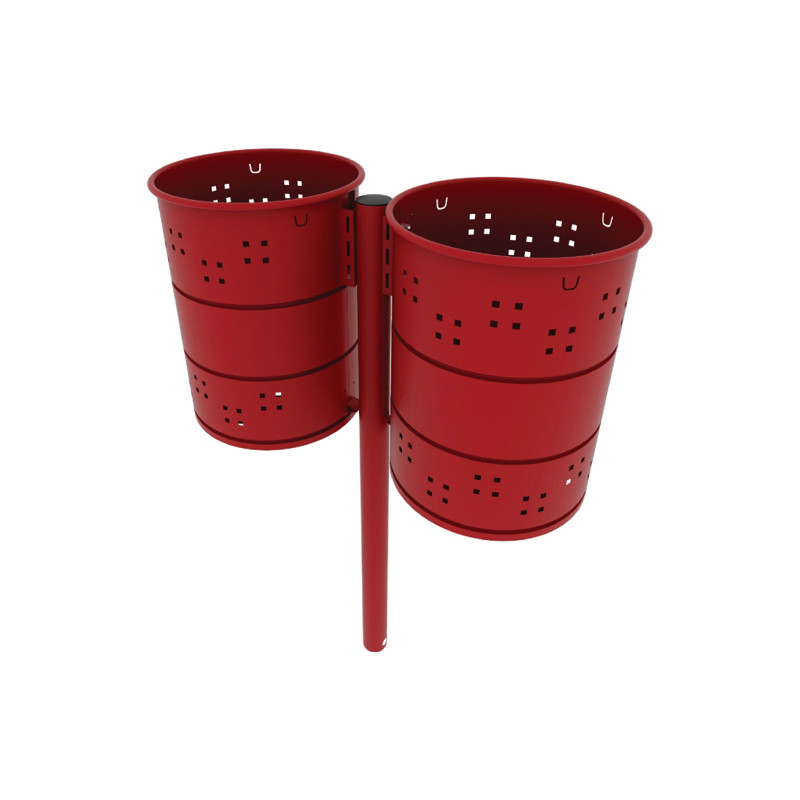 lixeira-cesto-modelo-iron-dupla-com-poste-tubo-e-sem-tampa-w09401 LIXEIRA CESTO - MODELO IRON DUPLA COM POSTE TUBO E SEM TAMPA