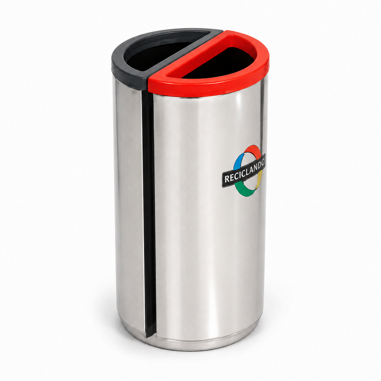 lixeira Coletora em Aço Inox Meia Lua -w3036 Lixeira Coletora em Aço Inox Meia Lua c/ 02 Divisórias