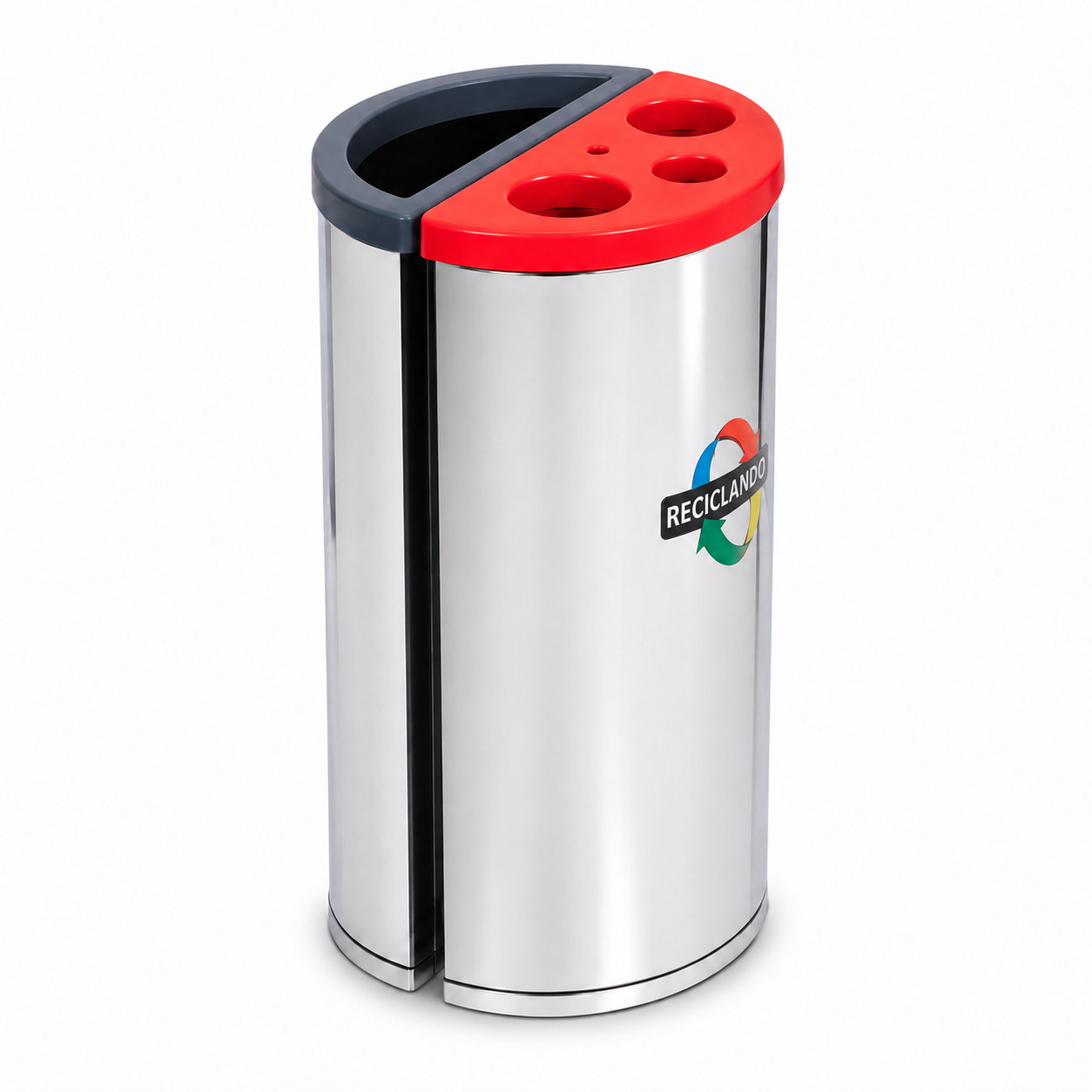 lixeira Coletora em Aço Inox Meia -w3037 Lixeira Coletora em Aço Inox Meia Lua c/ 02 Divisórias