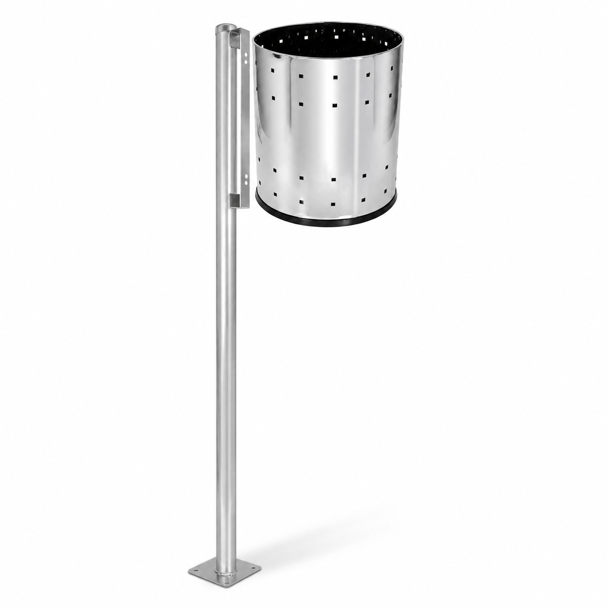 Poste Galvanizado e Cesto em aço Inox -B11 Poste Galvanizado e Cesto em aço Inox