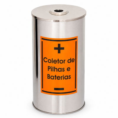 Coletor de Pilhas e Baterias em Aço Inox