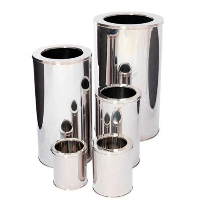 Lixeira Cilíndrica em Aço Inox com Aro